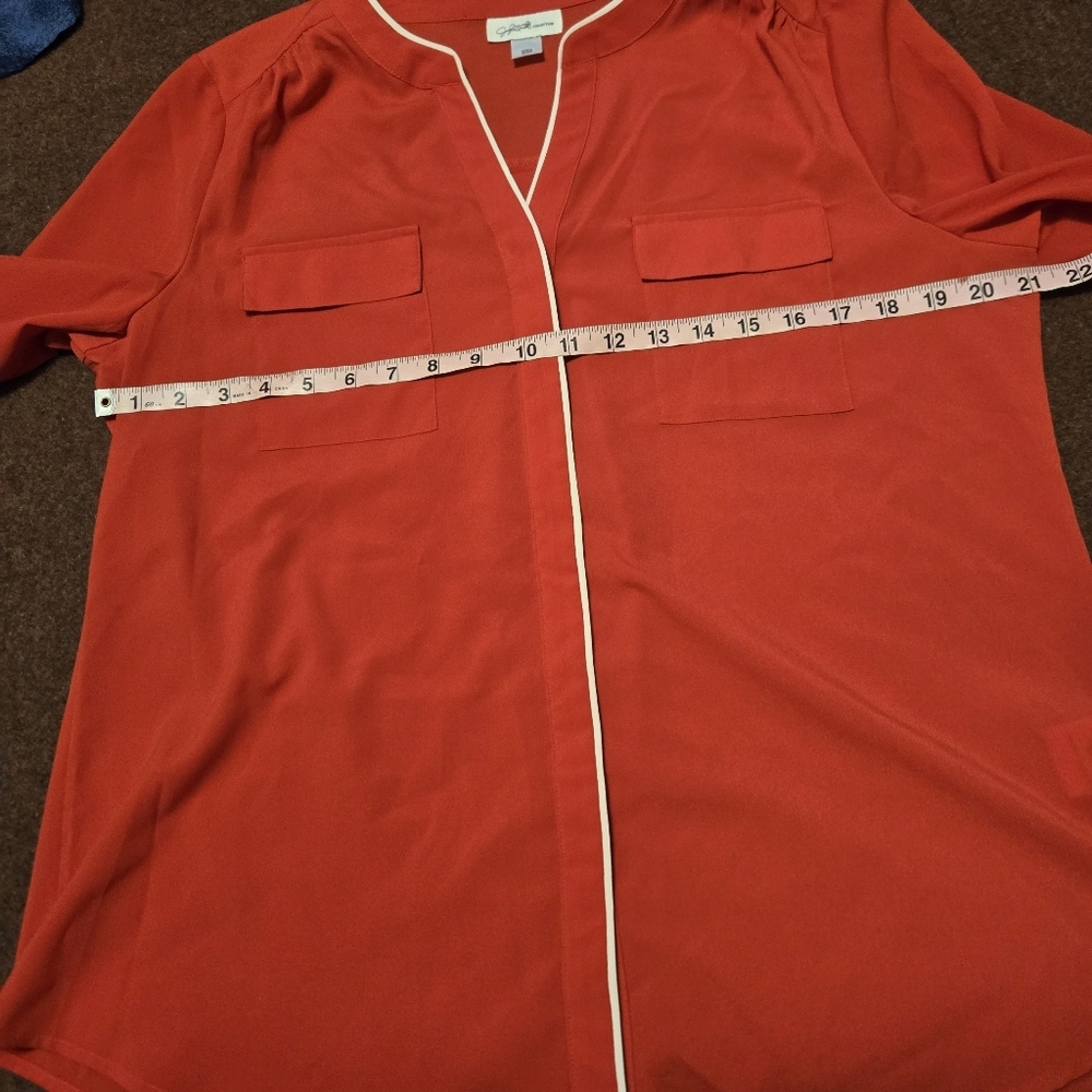 Jacklyn Smith Long Sleeve Button Up Red Casual Top Size Large 2017 Collection - Picture 6 of 10